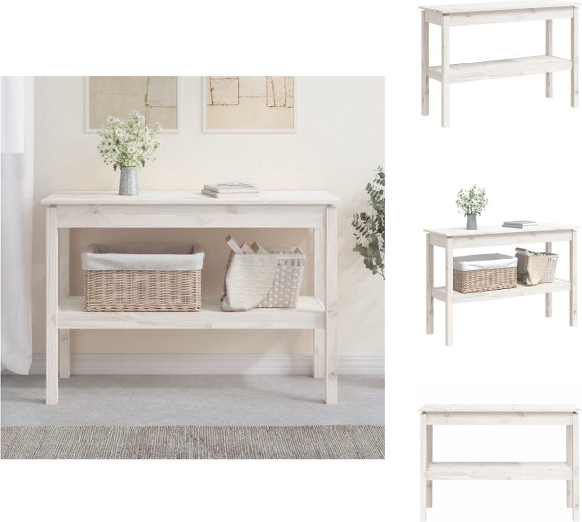 vidaXL Wandtafel - 110x40x75 - cm - massief - grenenhout - wit