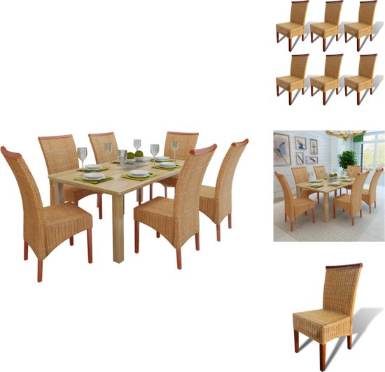 vidaXL Chaises de salle à manger Rotin - 47x50x97 cm - Bois de manguier Massief - Tissé à la main - Look tropical - Chaise de salle à manger