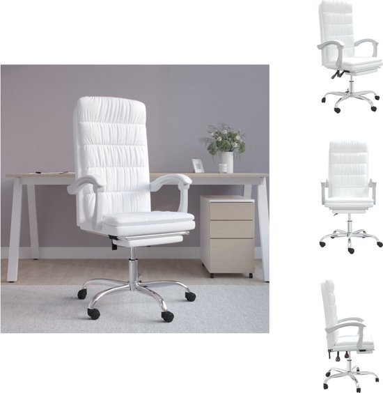 vidaXL Bureaustoel Verstelbaar - Wit - Kunstleer - 63x56x(112.5-122)cm - Duurzaam kunstleer - Verstelbare rugleuning - Bureaustoel