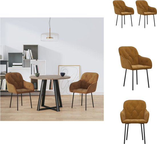 vidaXL Chaises de salle à manger - Velours marron - Design ergonomique - 57 x 61 x 80 cm - Structure stable - 2 pièces - Chaise de salle à manger