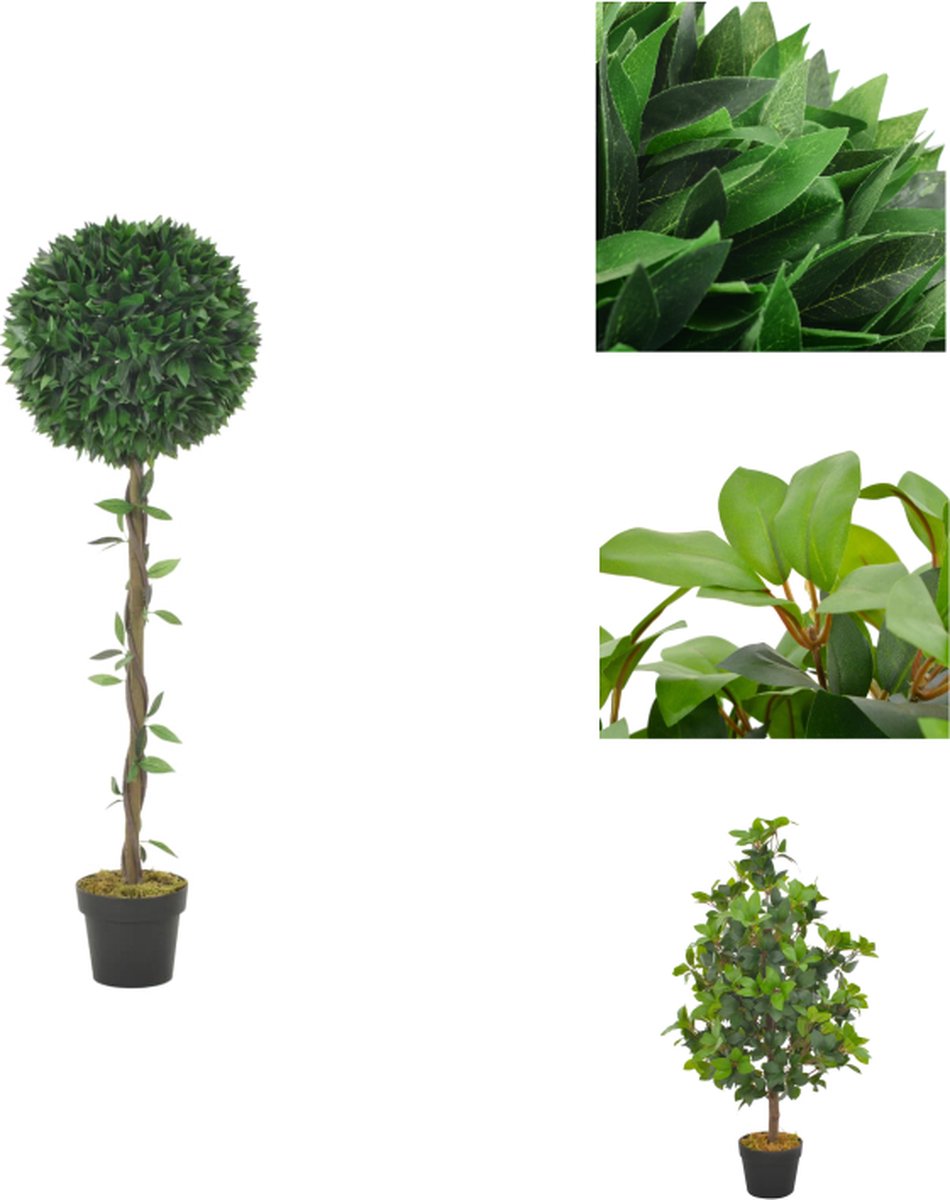 VidaXL Laurierboom Kunstplant 130 cm Realistische details Groen en bruin Kunstplant