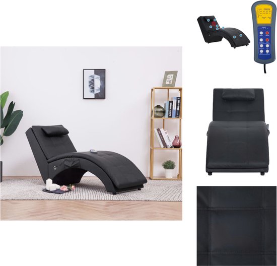 vidaXL Chaise Longue - Massage en Verwarming - 145 x 54 x 72 cm - Zwart - PVC 100% - Chaise longue