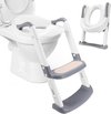 Potty Toilet Seat with Step Stool Ladder, Adjustable Children's Toilet Training Potty Seat, Soft Anti-Cold Mat Seat and Non-Slip Wide Steps, Suitable for Children, Girls, Boys