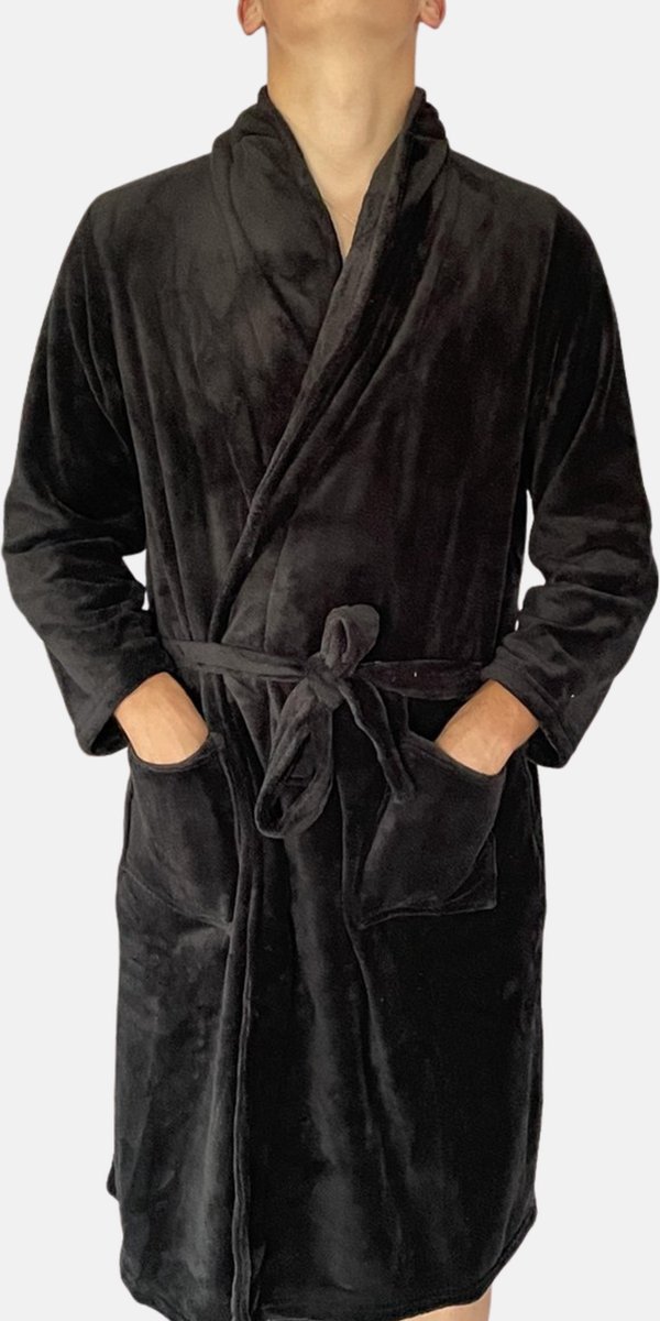 HL Tricot - Heren badjas/kamerjas - Maat XL - Mannen - GRIJS -