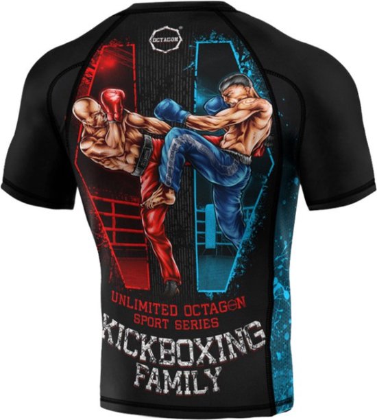 Octogone - Rashguard Premium Kickboxing Family - Rashguard arts martiaux à manches courtes - Taille L