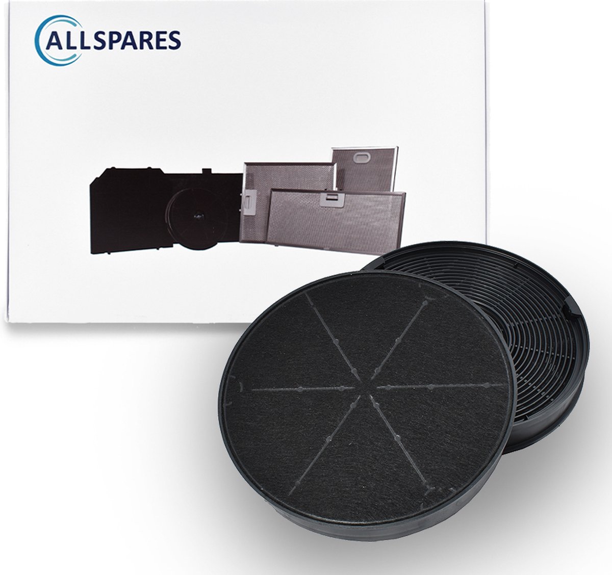 AllSpares Koolstoffilter (2st.) voor afzuigkappen geschikt voor Bosch Siemens Neff 748732 / 748733 en Faber 1120157240