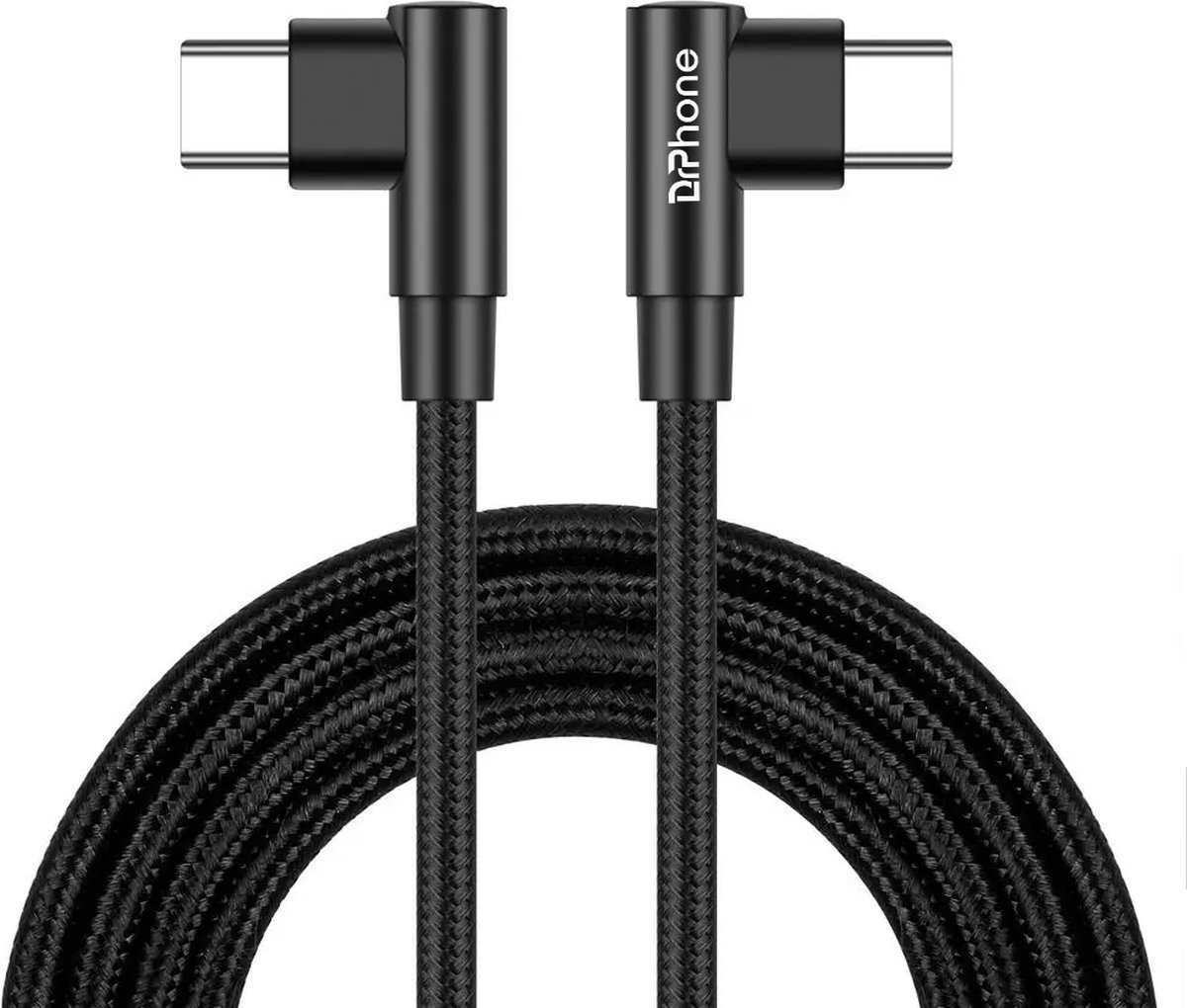 Image of DrPhone ProCharge 60W – 1M PD60W USB-C Naar USB-C Kabel - Lader en Datatransmissie – Nylon Kabel – Snellader - Zwart