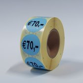 “€70" Prijs Stickers op rol 35mm blauw - 1000ex.