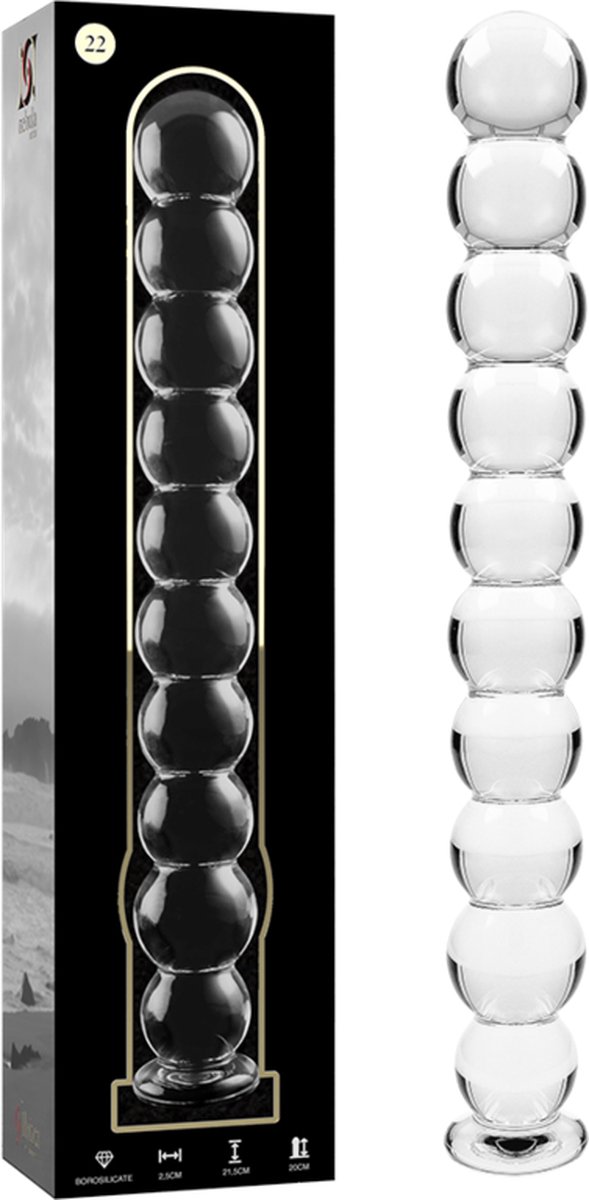 NEBULA SERIES BY IBIZA - MODEL 22 DILDO BOROSILICATE GLASS 21.5 X 2.5 CM CLEAR | ANALE KRALEN | ANAL PLUG | GLASS ANAL TOY | SEX TOY
