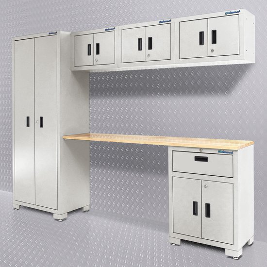 Werkplaatskast, 762 X 310 X 762 Mm, Stalen Gereedschapskast Met Afsluitbare Deuren En Verstelbare Plank Wandkast Voor Garage Kelder Keuken Magazijn Zwart P 010431243634