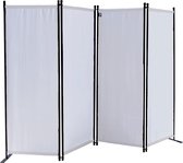 4-Piece Screen, 165 x 220 cm, Fabric Room Divider, Balcony Divider, Folding Privacy Screen, White