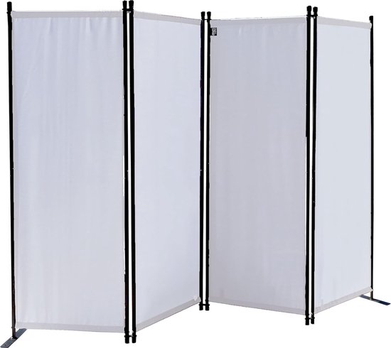 4-Piece Screen, 165 x 220 cm, Fabric Room Divider, Balcony Divider, Folding Privacy Screen, White