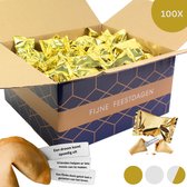 Fortune Cookies - Gelukskoekjes - Feestelijke Verpakking - Uitdeelzakjes - 100 stuks - Goud