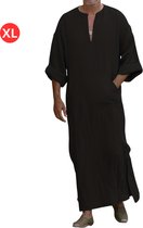 Livano Djellaba Heren - Kaftan - Arabisch Mannen - Moslim Kleding - Islamitische Kleding - Alhamdulillah - Zwart XL