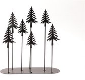 HBX natural living Deco Hummy scène d'arbres de Noël sur métal noir standard 28x10x30cm