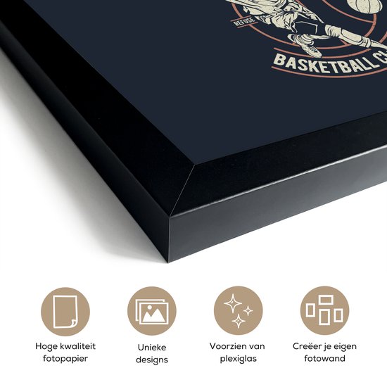 Affiche avec cadre Basketbal - Sport - Rétro - 30x20 cm