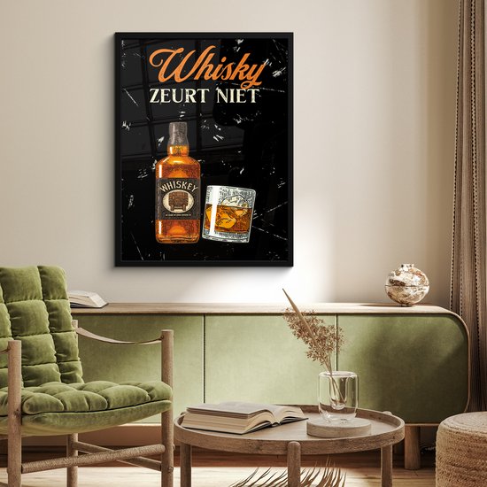 Cadre photo avec affiche - Whisky - Bouteille - Vintage - 60x80 cm - Cadre pour affiche
