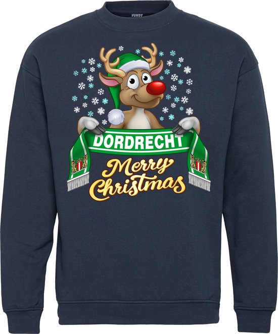 Kersttrui Dordrecht | Foute Kersttrui Dames Heren | Kerstcadeau | FC Dordrecht supporter | Navy | maat 4XL