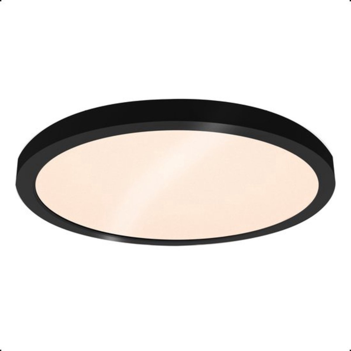 Goliving Plafondlamp – Plafonniere – Led – Extra Dun – Warm Wit Licht – Slaapkamer – Badkamer – Woonkamer – Ø 30cm – Zwart