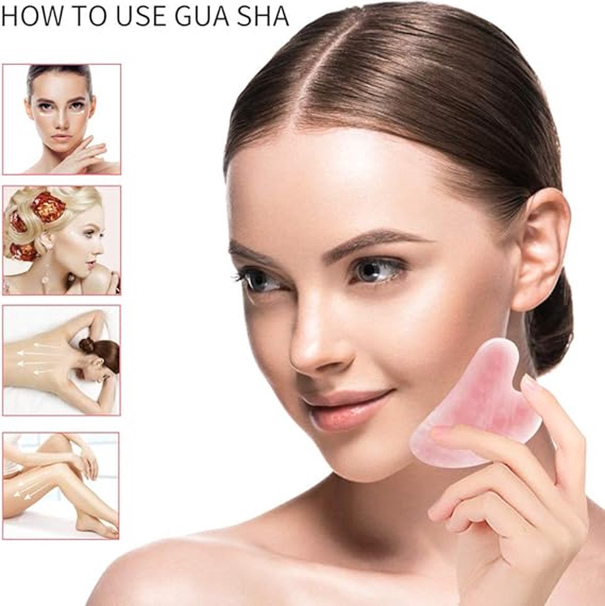 Goedkoopste Gua Sha -Gua Sha Gezicht Lichaam -Gua Sha Rozenkwarts Jade -Gua Sha Gezichtsmassage Tool -Acupunctuur Anti Rimpel Massage Tool voor Gezicht, Ogen, Hals (Rozenkwarts