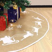 Kerstboomrok 48 inch, kerstman, sneeuwvlok slee patroon jute boom rok voor Xmas Decor Festival Vakantie Decoraties Indoor Outdoor