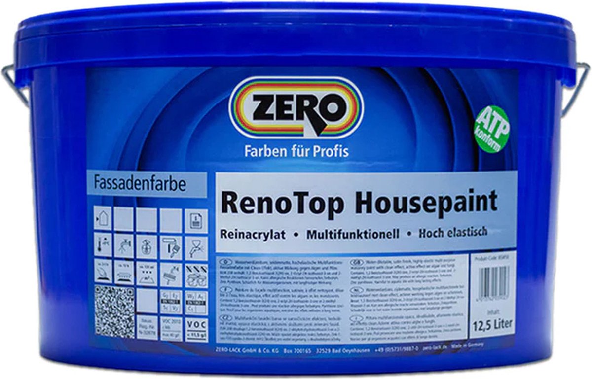 Zero RenoTop Housepaint Muurverf | 12.5 liter | Wit