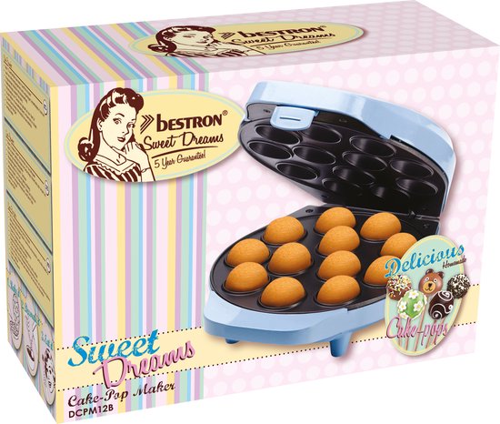 Bestron Cake pop maker - DCPM12B - 700W - 12 cake pops - Incl. 12 stokjes & vorkjes - Blauw - 5 jaar garantie van Bestron — afbeelding 4