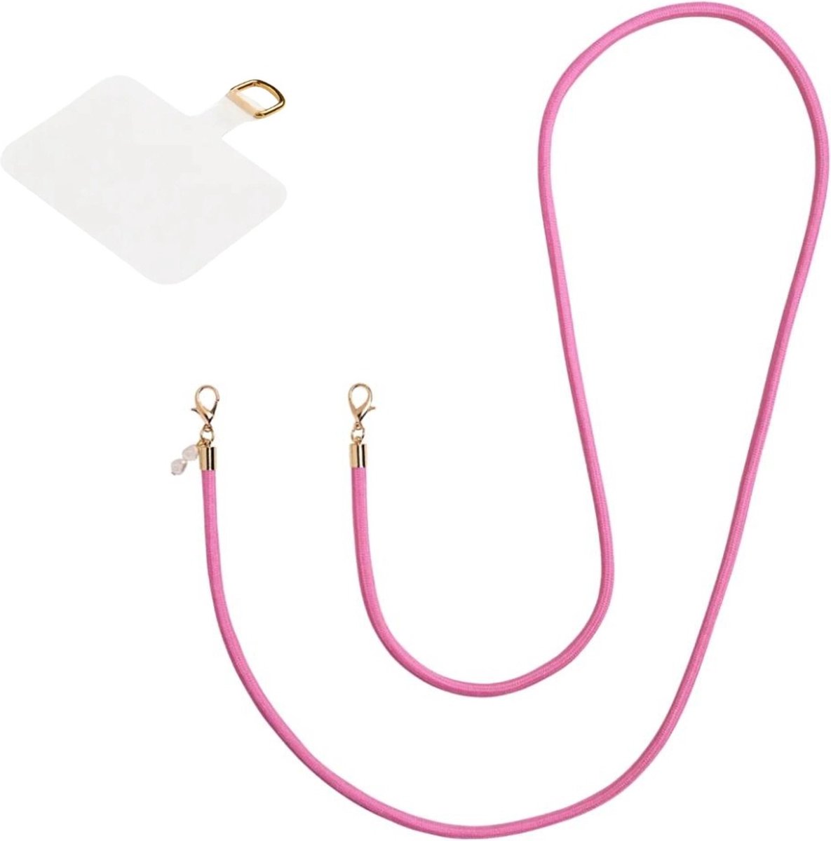 Roze telefoonkoord universeel | parels | pink phone cord | universele lanyard pad | Koord voor telefoon - Ketting voor telefoon - Phone Cord - Telefoonkoord roze met parels