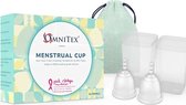 2 stuks Omnitex menstruatiecups maat S | 100% pure siliconen van medische kwaliteit | Veilig milieuvriendelijk alternatief voor tampons en maandverband | Niet-giftig ISO10993 getest | BPA- en latexvrij
