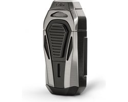 Colibri Boss Gas Aansteker - Triple Jet Flame - Stormaansteker met S-Cut Sigarenknipper - Navulbaar - Gunmetal