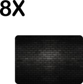 BWK Luxe Placemat - Zwarte Donkere Muur - Set van 8 Placemats - 35x25 cm - 2 mm dik Vinyl - Anti Slip - Afneembaar