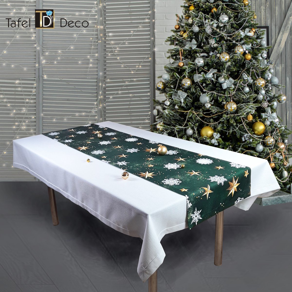 Kerst tafelloper groen met een 3D print 40x130 cm