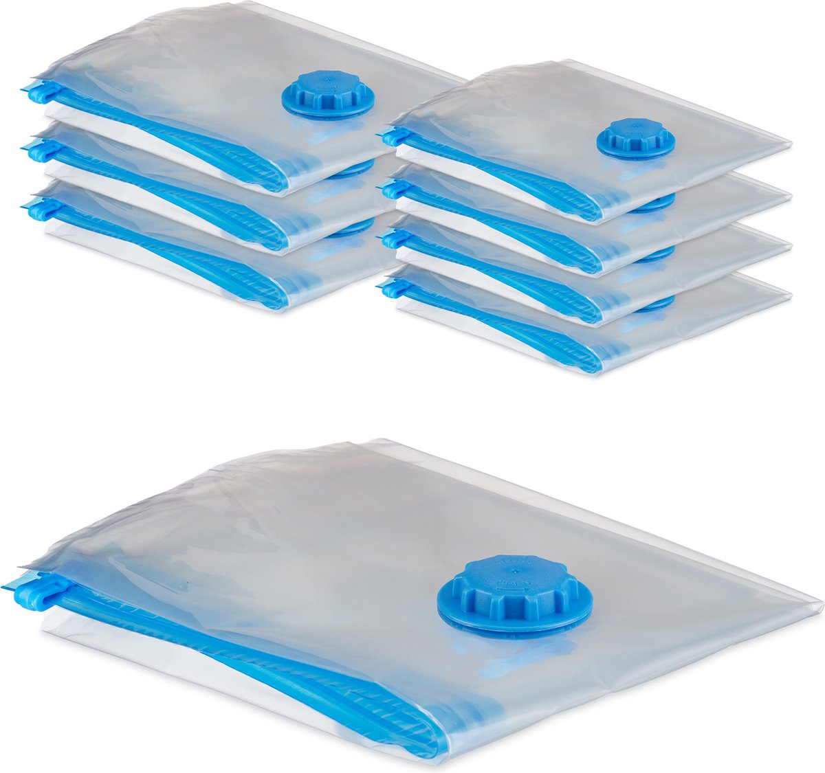 Relaxdays vacuümzakken kleding set van 8 zonder pomp koffer