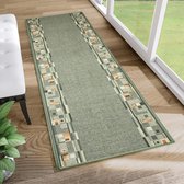 Tapiso Antislip Rubber Mat Loper Groen Woonkamer Hal Klassiek Modern Rubbermat Maat- 80x150