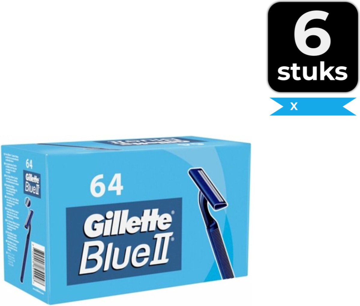 Gillette Blue II - Wegwerpscheermesjes - 64 Stuks - Voordeelverpakking 6 stuks