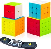 Speed Cube Set 4 in 1 Inclusief Wedstrijd Timer - MoYu - Kubus - Breinbrekers - Cube - Puzzelkubus - Magic Cube - 2x2, 3x3, 4x4, 5x5 - Complete Set