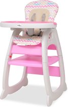 The Living Store Chaise haute - 3 en 1 réglable avec plateau - rose et blanc - 72 x 62,5 x 106 cm