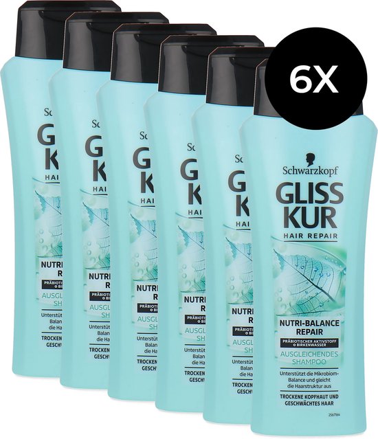 Schwarzkopf Gliss Kur Hair Repair Nutri-Balance Repair Shampoo Voordeelverpakking 6 x 250 ml