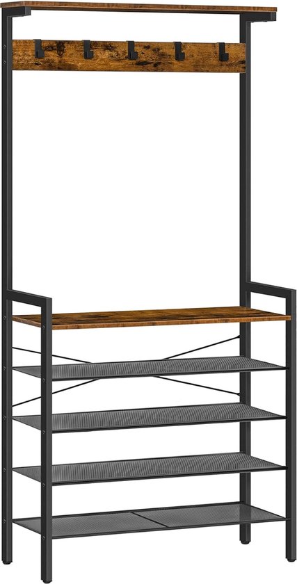 Kapstok hangend stalen frame met luxe grote haken eiken - HoutArt
