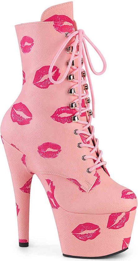 Pleaser - ADORE-1020KISSES Plateau Laarzen, Paaldans schoenen - US 9 - 39 Shoes - Roze