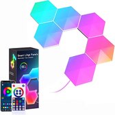 6-delige Hexa Light Panels - RGB LED Hexagon Lamp - Muziek Sync Wandlamp App Control - voor Party Verlichting Gaming DIY Decoratie