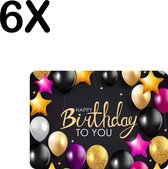 BWK Luxe Placemat - Verjaardag - Balonnen - Happy Birthday - Set van 6 Placemats - 35x25 cm - 2 mm dik Vinyl - Anti Slip - Afneembaar