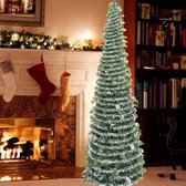 Bol.com Kunstkerstboom 150 cm opvouwbare pop-up lametta kerstboom voorverlichte kerstdecoratie voor binnen woondecoratie (groen) aanbieding
