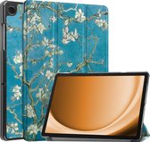 Étui pour tablette Samsung Galaxy Tab A9 Plus à trois volets - Étui pour Samsung Galaxy Tab A9 Plus Bookcase à Hardcover - Fleur