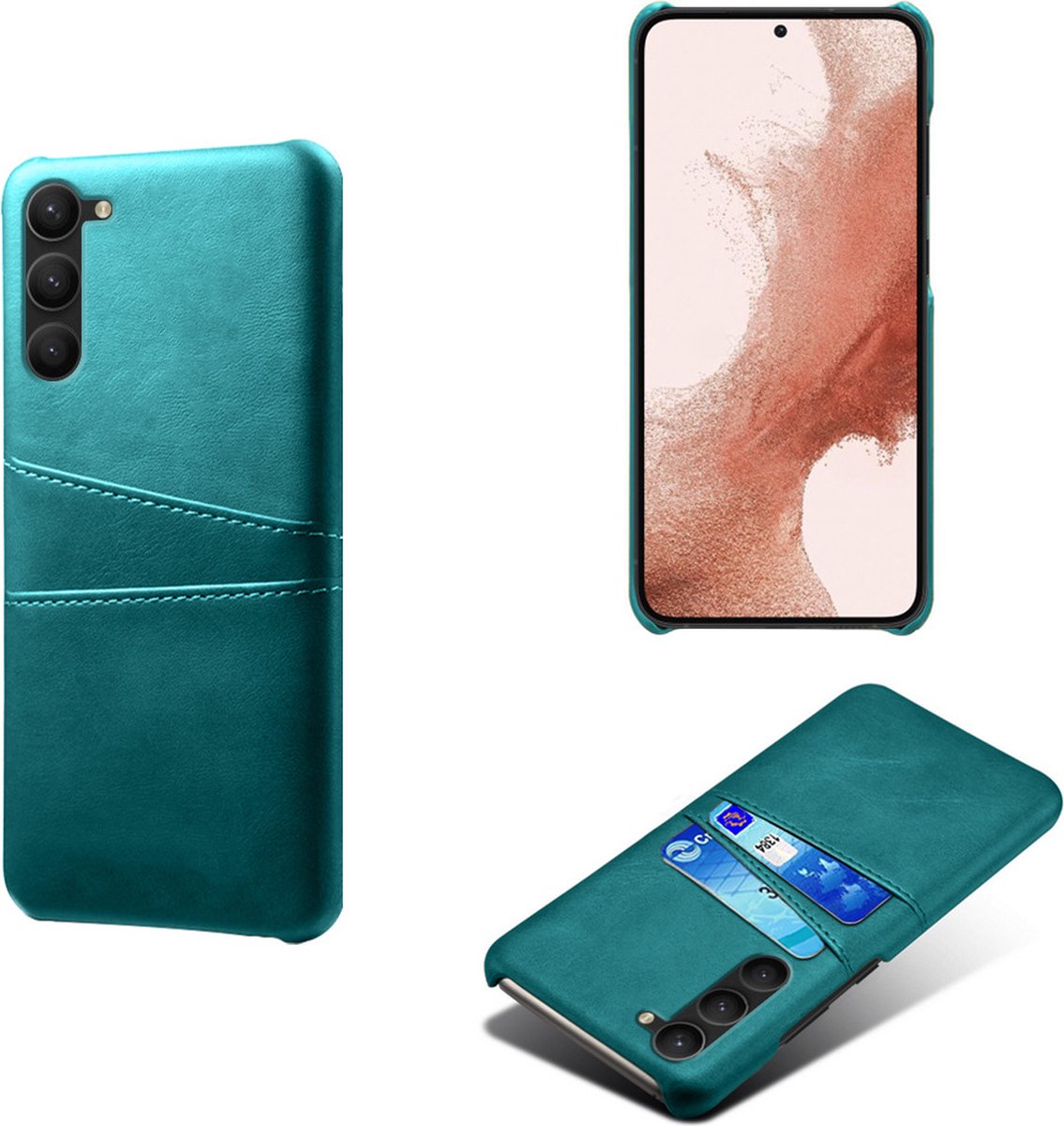 Backcover met Opbergvakjes + PMMA Screenprotector voor Galaxy S23 Plus _ Groen