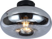 Olucia Eve - Design Plafondlamp - Aluminium/Glas - Grijs;Zwart - Rond - 28 cm