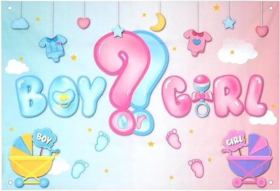 Foto: Gender reveal backdrop banner jongen of meisje banner achtergrondfeestdecoraties roze blauw genderreveal fotografie achtergrond voor kinderen verjaardag babyshower 150 x 100 cm c 