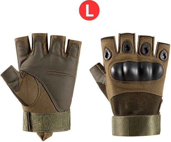 Livano Airsoft Handschoenen - Tactical - Tactical Gloves - Leger - Tactical Handschoenen Hardknuckle - Paintball - Militaire - Vingerloze - Groen L