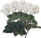 Top Art Kunstbloem roos Caroline - 5x - wit - 70 cm - zijde - kunststof steel - decoratie bloemen