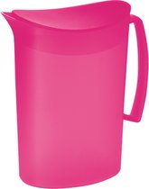 Juypal Schenkkan/waterkan - fuchsia roze - 2 liter - kunststof - L20 x H23 cm - met deksel
